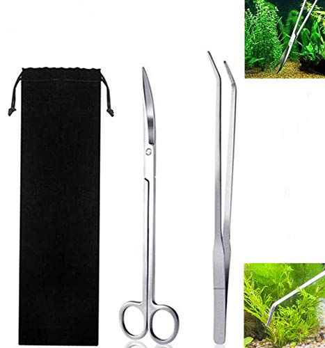 水槽 カーブピンセット & ハサミ 2点セット ロング 27cm 水草 トリミング アクアリウム ハーバリウム制..