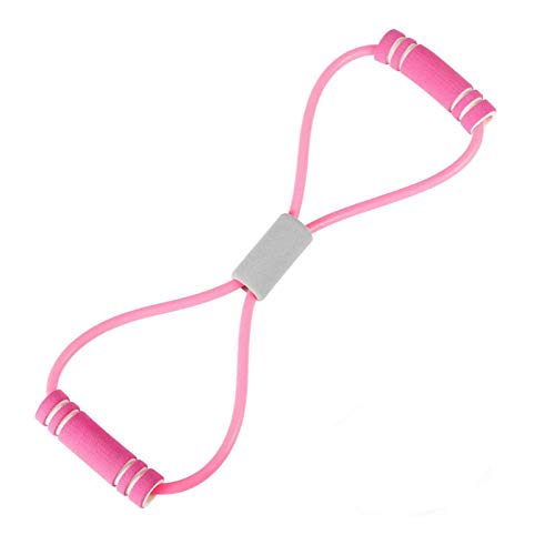 ストレッチチューブ 筋トレチューブ 8字タイプ 弾性 ゴムチューブ ヨガ ピラティス 自宅トレーリング フィットネス機器 ヨガ用具 男女兼用 (ピンク) 送料無料