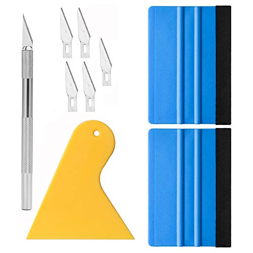 4点セット 万能 カーボンシート カーフィルム カッティングシート シール施工 スクレーパー ステッカー..