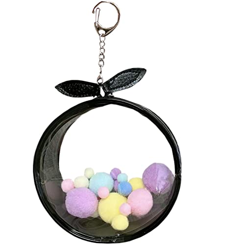 ケース バッグ 痛バック ぬいぐるみポーチ 兎耳 人形入れ 透明 ぬいぐるみ用 ポンポンボール付 小物 防..