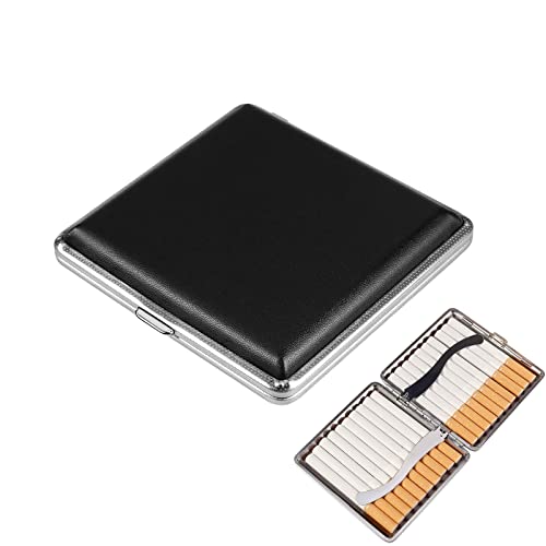 シガレットケース 皮革調 タバコ収納 (20本収納可能) おしゃれ かっこいい 男女兼用 たばこケース ブラック 送料無料