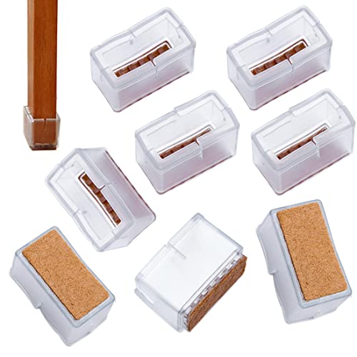 椅子足カバー シリコーン椅子脚カバー 長方形 椅子あしカバー[8個] 透明色 縦長35-44mm 横14-41mmに適..