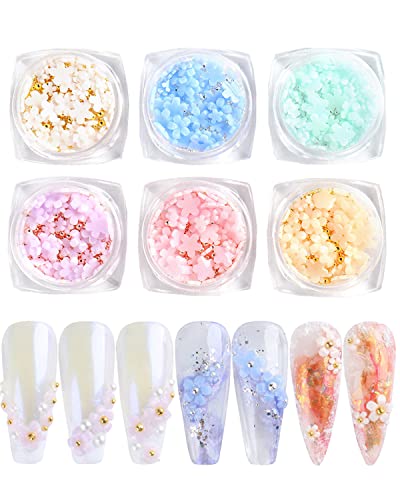 ネイルパーツ 金属パーツ ネイルデザイン アクセサリー 花 ジュエリーパーツ パーツ 手作り レジン用 3Dネイル レジン ネイルスタッズ (6個入り 6色花)...