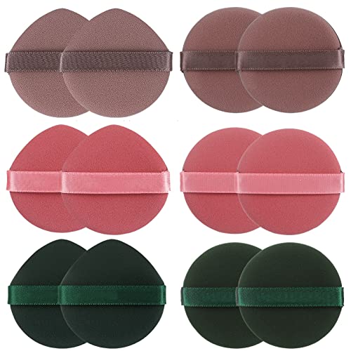 パフ スポンジ メイク用パフ 柔らかい 吸収力 多機能 乾湿両用 水滴形 丸い形 3色 12個セット