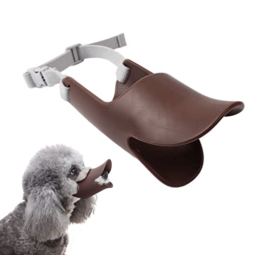 犬用 アヒル口 ペット用マスク 犬用 口輪 しつけ口輪 アヒル口の形口輪 サイズ調整可能 防水 犬用無駄吠え 拾い食い 噛みつき家具破壊防止 小型犬 中型犬 (ブラウン S) 送料無料