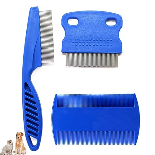 ペット コーム 犬 猫 くし クシ ノミ取り櫛 3本セット ブルー 多機能 犬猫 美容ブラシ 抜け毛取りクリ..