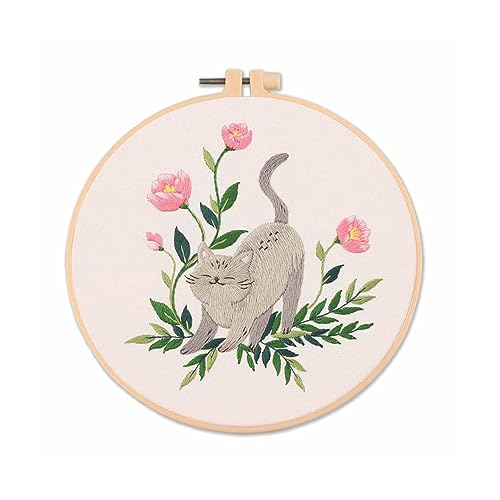 刺繍 ししゅうキット セット 初心者セット DIY刺しゅう 手作り 手工芸品 説明書付き かわいい (猫03) ..