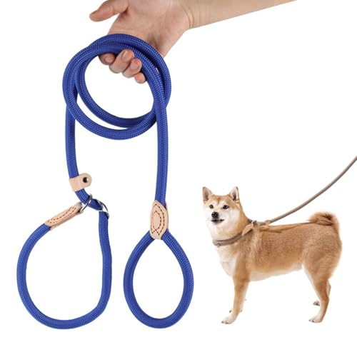 犬 リード 中型犬 犬 大型犬 レザーハンドル ナイロンロープ おしゃれ 簡単装着 手をつなぐ スリップ ..