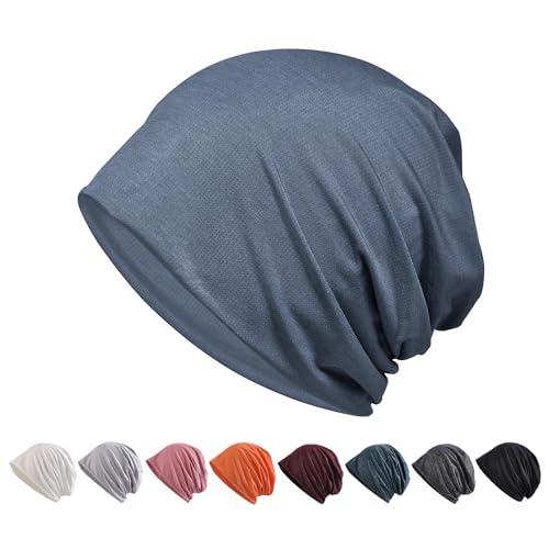 送料無料 ニット帽 メンズ サマーニットキャップ 春夏秋用[ひんやり冷感素材・通気・吸汗速乾・小顔効果] 夏用ケア帽子 帽子 カジュアル 抗がん剤 薄手 ビーニー 大きい 肌に優しい ストレッチ性 柔らかい ナイロン生地 軽量 (無地グレー) Fr