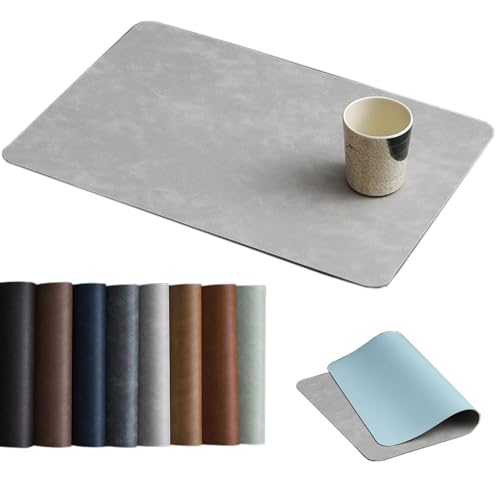 ランチョンマット 洗える オシャレ ビッグサイズ 50cm*34.5cm PU製 丸洗いOK 耐久性 撥水 防汚 断熱 滑り止め お手入れ簡単 華やか 飾り キッチン 家庭用 レストラン用 4枚セット グレー