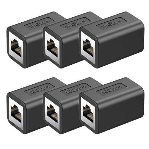 LANケーブル 延長コネクタ イーサネット カプラー延長器 10Gbps RJ45 の PC のルーターの変復調装置のための CAT6A/Cat6/Cat5e/Cat5 アダプター PS5 メス-メス (6パックの黒) 送料無料