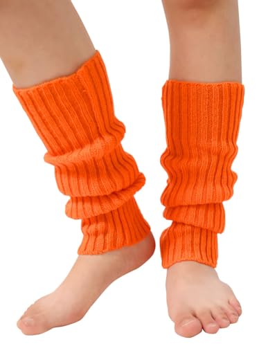 レッグウォーマー ニット 大人 キッズ ダンス フリーサイズ 男女兼用 フィットネスウェア ダンス衣装 ストレッチ オレンジ フリーの商品画像