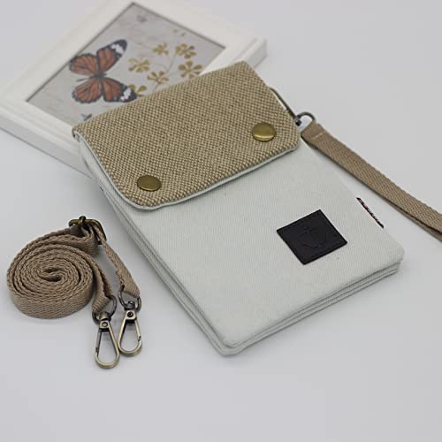 スマホポーチ スマホグ ミニショルダー 斜め掛け ガジェットポーチ スマホ 小銭 鍵 小物入れ ミニバッグ お財布バッグ 帆布 デニム ストラップ付き 男女兼用 iPhone (デニムホワイト) lavett-shop-10250440 LAVETT サンプル画像2