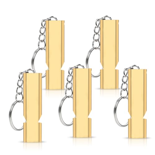 ホイッスル 防災 笛 救援 防災ホイッスル アウトドア 学校 ジム キャンプ ハイキング 生存 審判 コーチ 装備 ライフガード ゴールド 5個 アルミ製 送料無料