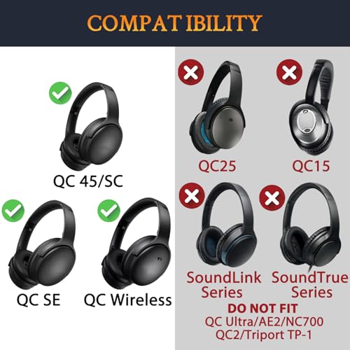 ���䡼�ѥå� + �إåɥХ�� + ���䡼�ѥåɥ��С� Bose QuietComfort 45 (QC45) / QuietComfort SE (QC SE) / New Quiet Comfort �إåɥ��å� �� ���å� �إåɥۥ� �ؤ� �ѥå� �����ɻ� ���å���� (�֥�å��������) �ߴ��� ������