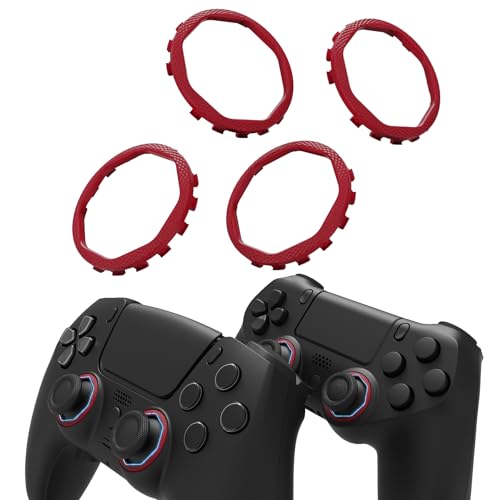 PS5 コントローラー アクセントリング 交換 カスタム 八角形 ゲートスティックアクセントリング PS4コントローラー 対応 交換アクセサリー 標準フェイスプレートには対応しておりません [カーマインレッド]
