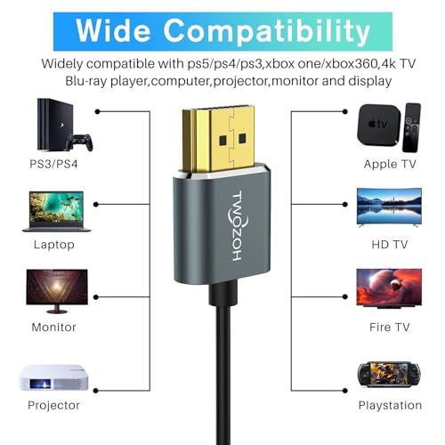 HDMIケーブル 5M フレキシブル スリム 2本入り 超薄型 HDMIコード 高速4K@60Hz 18g...