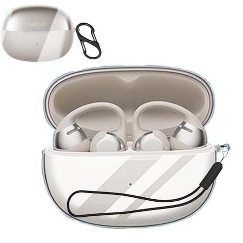 SHOKZ OpenDots ONE ケース カバー 透明 TPU素材 (カラビナ付き+ストラップ付き ) 便利 カラビナ付 旅行 軽量小型 装着充電可能 SHOKZ OpenDots ONE ケース (クリア)