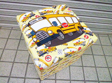 アメリカン スツールボックス ( スクールバス / ロードサイン ) 車イラスト柄 折りたたみ収納ケース