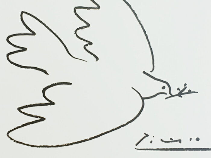 パブロ・ピカソ アートフレーム (平和の鳩) ハト 複製画 ポスター 20世紀最大の画家 キュビズム ドローイング 額装品 有名 絵画 パネル 画家 スペイン 絵 線画 芸術 作品 店舗用 西海岸風 インテリア アメリカン雑貨