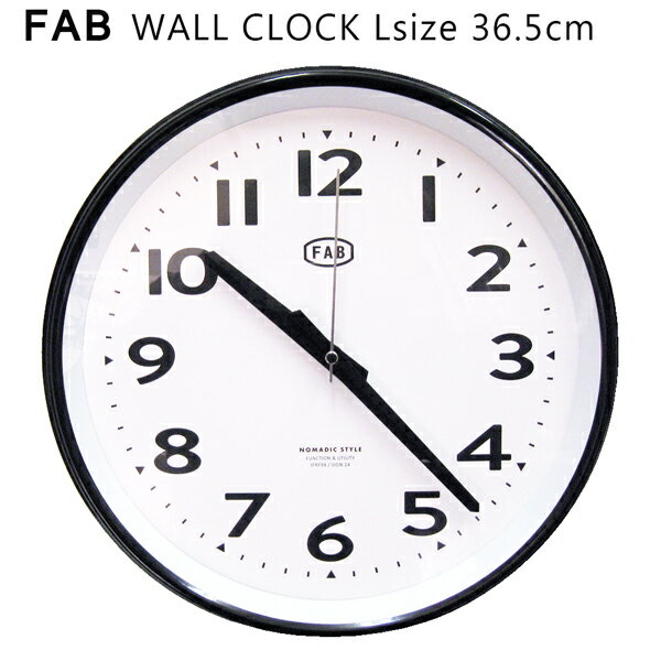 FAB ウォールクロック 壁掛け時計（1J-179 ブラック）スイープ式 直径36.5cm 黒 シンプル 静か 大きい 西海岸風 インテリア アメリカン雑貨