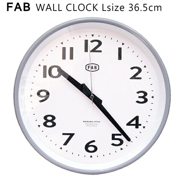 FAB ウォールクロック 壁掛け時計（1J-179 グレー）スイープ式 直径36.5cm 灰色 シンプル 静か 大きい 西海岸風 インテリア アメリカン雑貨