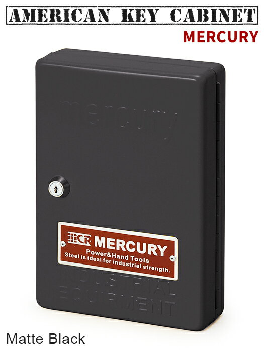 マーキュリー キーキャビネットケース マットブラック 艶なし MERCURY キーボックス 収納 鍵掛 鍵置き場 フック カギ ガレージ 玄関 鍵付きボックス おしゃれ かっこいい 金属製 西海岸風 イン…