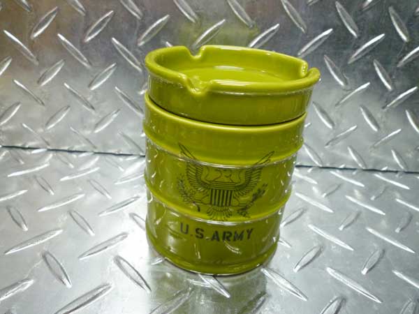 世田谷ベース 陶器製 ドラム缶型 灰皿（アーミー）セラミック フタ付 ミリタリー アーミー アシュトレイ 西海岸風 イ…