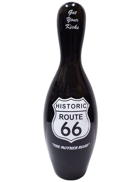 ボーリングピン 貯金箱 （ ルート66 ） Bowling pin bank ボウリング ピン オールドアメリカン ROUTE66 黒 バンク バイク 西海岸風 インテリア おしゃれ 大きい アメリカン雑貨