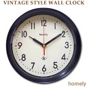 ビンテージ ウォールクロック 壁掛け時計（HOMELY 1J-174 BK）スイープ式 直径22cm 西海岸風 インテリア アメリカン雑貨