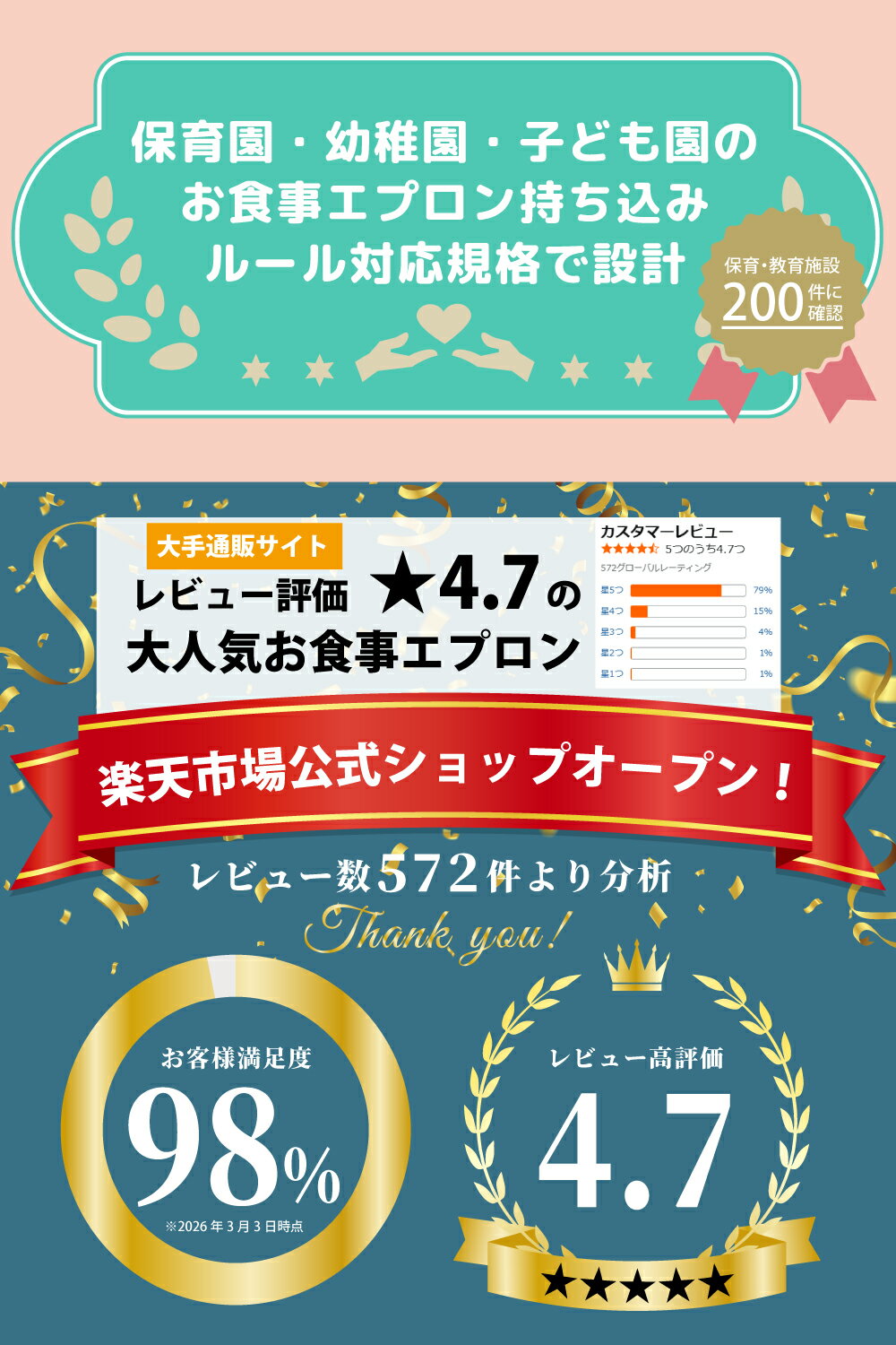 10%OFFクーポン【マイベスト人気ランキング堂々1位 2026年5月】お食事エプロン 食事用エプロン 保育園 洗濯機OK すぐ乾く 園長×保育士監修 ネームタグ有 男女デザイン有 撥水 離乳食 大きめサイズ 3Dポケット よだれかけ ベビー riris - Image 3