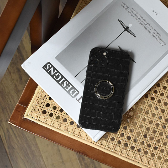 ネコポス配送 バンカーリング付き フェイクレザー iPhoneケース iPhone15 15pro iP...
