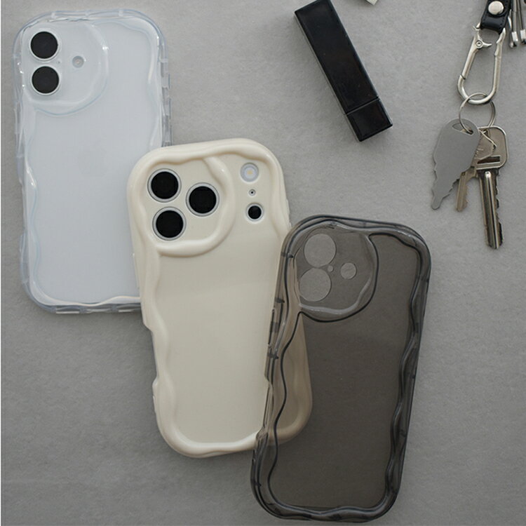 乐天商城 - ネコポス配送 ウェーブデザイン なみなみ iPhoneケース iPhone17e/16e iPhone17 17pro iPhone16 16pro iPhone15 15pro アイボリー/クリア/クリアブラック
