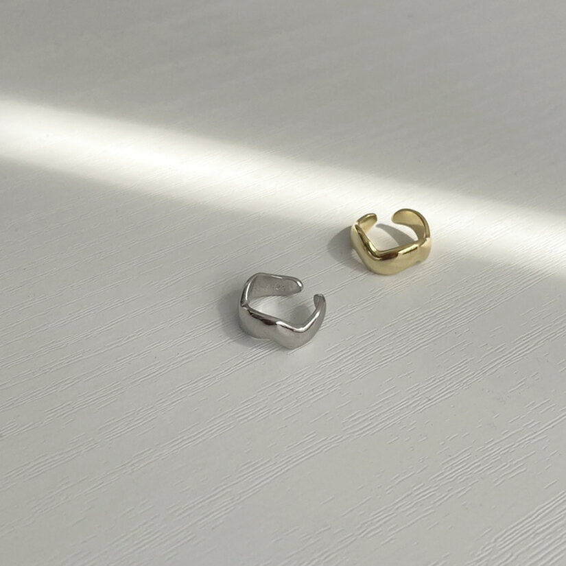 ネコポス送料無料 SV925 ウェーブ イヤーカフ ゴールド/シルバー