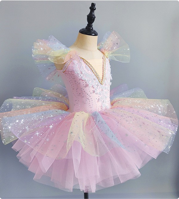 LAX SHOPのチュチュスカート バレエレオタード 子供 ダンス衣装 キッズ 演出 大きいサイズ 子供バレエ 子供用舞台衣装 バレエ発表会 レオタード 女の子 可愛い ダンス服 ballet用品 新体操 ダンスウェア Tutuスカート 練習着 演出用 ピンク ブルー 110-160 be053zbzbg4｜アングル2