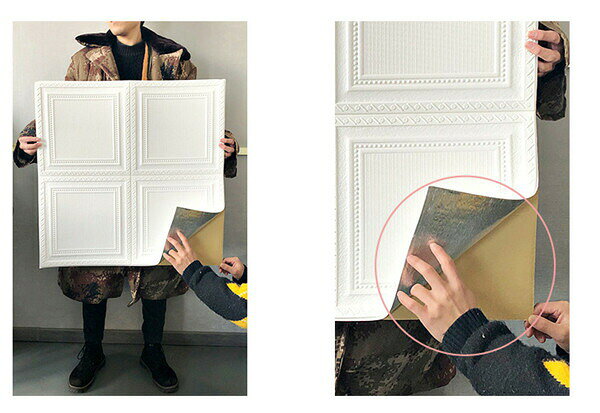 【5枚セット】3D立体粘着式シール 天井 寝室 居間 玄関 壁面リニューアル 白 防水 ...