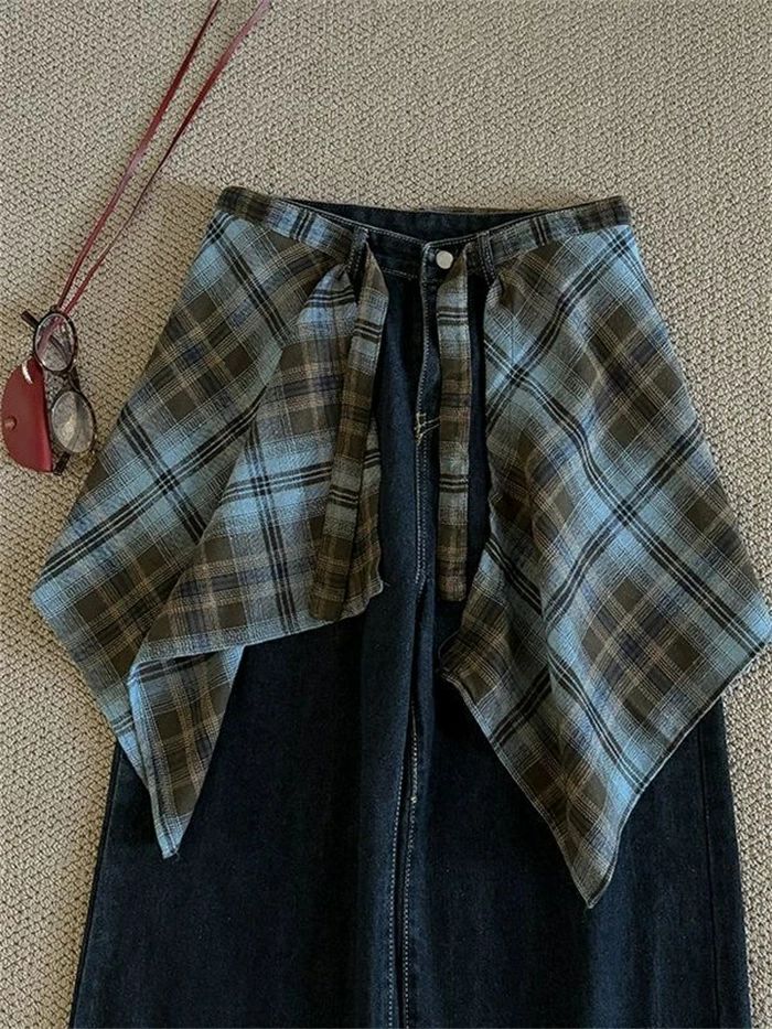 ヒップカバー つけ裾 付け裾 レディース 重ね着風 レイヤード チュニック ユニセックス 腰回り チェック柄 ダンス衣装 ゆったり 韓国 ダンスファション 腰巻き風 フリーサイズ カットソー お尻が隠れる 体型カバー おしゃれ カジュアル きれいめ