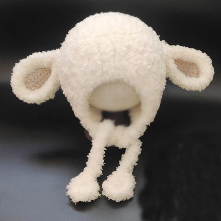 ベビー ひつじさん ボンネット帽子 ニット帽子 もこもこ 暖かい 赤ちゃん かわいい 子供帽子 男の子 女の子 キャップ ニット 毛糸 耳付き 可愛い 暖かい お出かけ プレゼント 出産祝い 防風防寒