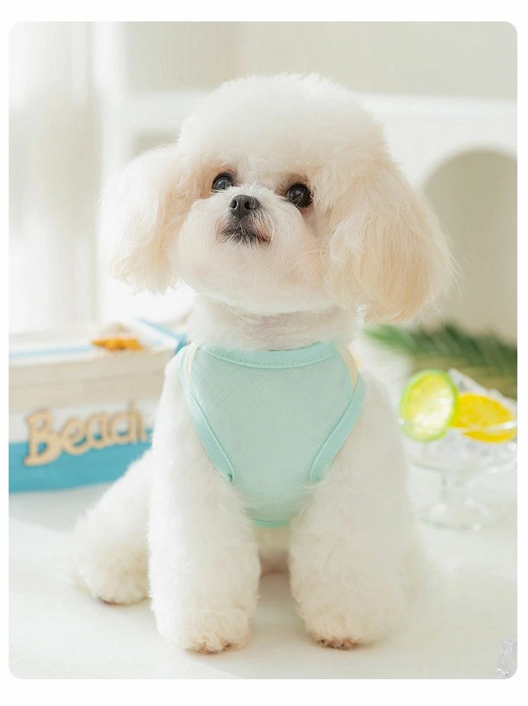 LAX SHOPの犬服 Tシャツ ペット服 春 夏 冷感 ひんやり 小型犬 中型犬 タンクトップ Dカン付き 通気性 メッシュ ドッグウェア ベスト 涼しい 吸水速乾 熱中症対策 暑さ対策 脱毛保護 洋服 お散歩 ペット用品 かわいい お散歩 お出かけ｜アングル3