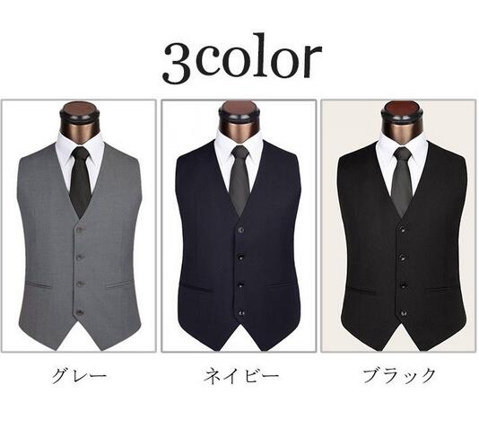 LAX SHOPのベスト メンズ フォーマルベスト ジレ　定番ビジネスベスト 結婚式　グレー 黒 ネイビー 大きいサイズ対応 二次会 スーツベスト チョッキ ベスト 紳士服　略礼服　コーディネートに　パパの日！｜アングル3