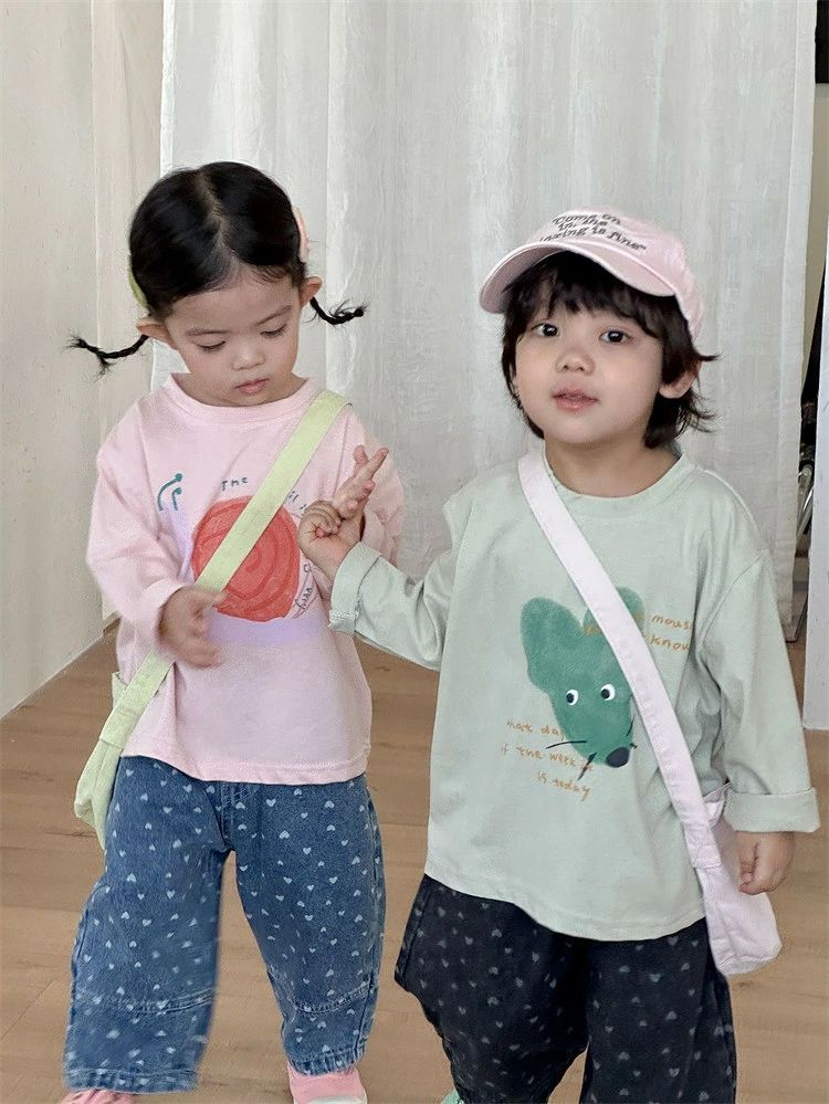 「4色展開」 キッズ インナー 兄妹お揃い 春秋 長袖 子供服 通学 兄弟姉妹 旅行 こ...