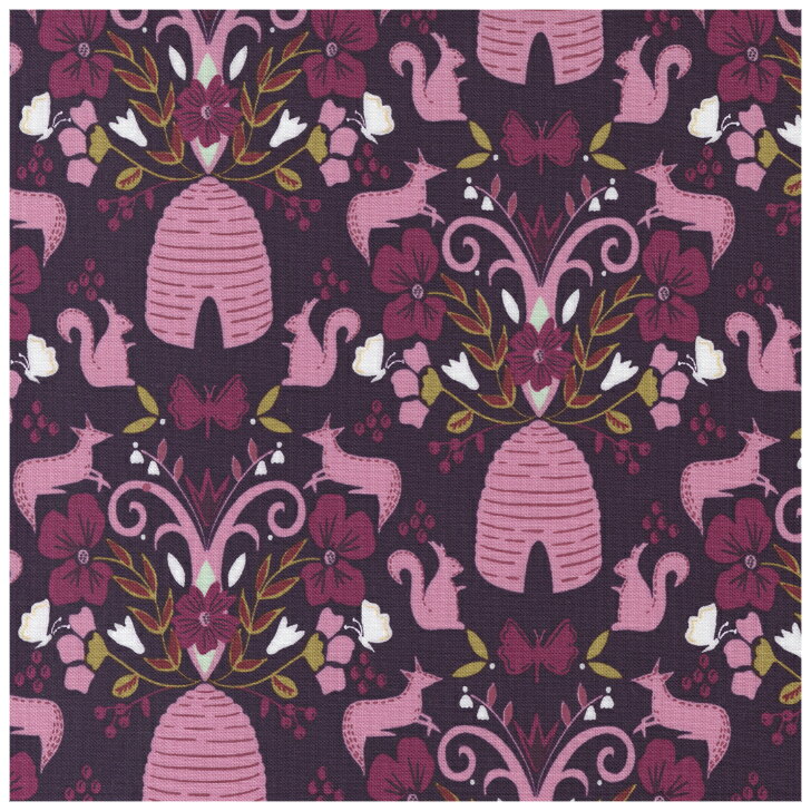 FLORA AND FAUNA DAMASK / PRUNE
