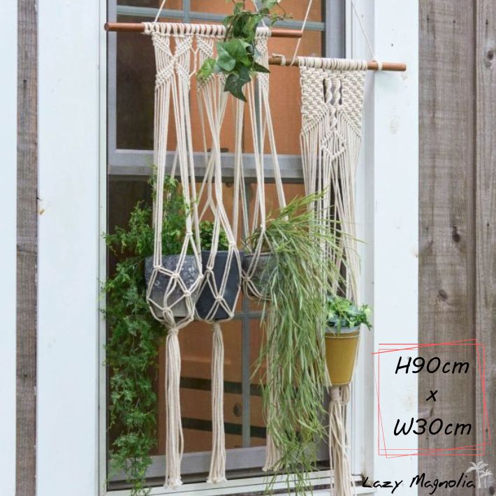 【 スーパーセール 対象商品 】 マクラメ ハンギング 壁飾り インテリア 吊り下げ 植木鉢 観葉植物 マ..