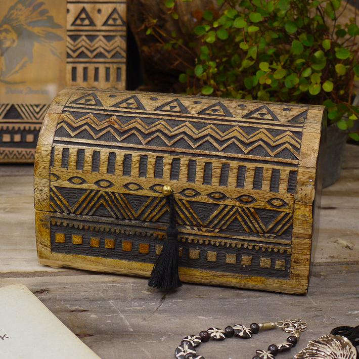 トレジャーボックス 宝箱風小物入れ 木製 約8.5×15.5×H10.5cm