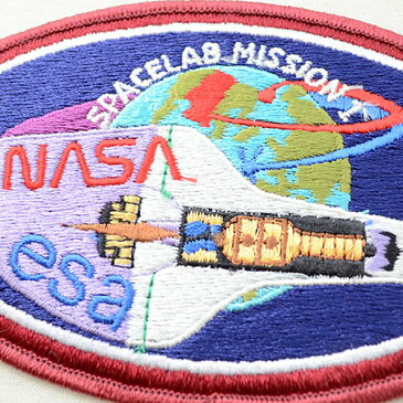 宇宙ワッペン ナサ NASA&esa(スペースシャトル/糊なし) AS103 アイロン アップリケ パッチ アルファベット エンブレム 名前 ミリタリー 車 ディズニー ワッペン