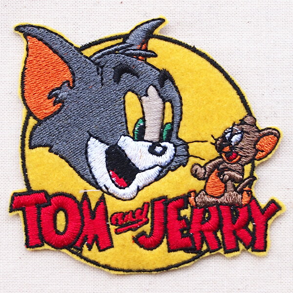 キャラクターワッペン Tom and Jerry トムとジェリー LJW-061 アイロン アップリケ パッチ アルファベット エンブレム 名前 ミリタリー 車 ディズニー ワッペン SSS