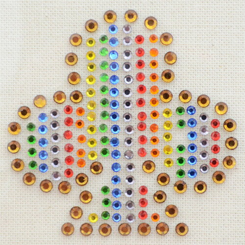 クリスタルワッペン/ラインストーン Clover クローバー(クラブ/マルチカラー) CRW-011 アイロン アップリケ パッチ アルファベット エンブレム 名前 ミリタリー 車 ディズニー ワッペン