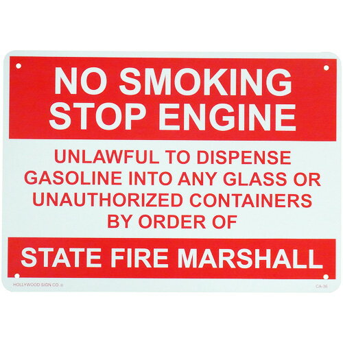 【クーポン配布中】看板/プラスチックサインボード 火気厳禁 No Smoking Stop Engine CA-36 メール便不可