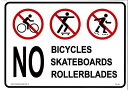 看板/プラスチックサインボード 自転車・スケボー・ローラーブレード禁止 CA-45 *追跡可能メール便不可
