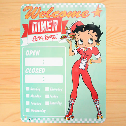 看板/プラサインボード ベティブープ Betty Boop ウェルカムダイナー(ミントグリーン) *DM便(旧メール..